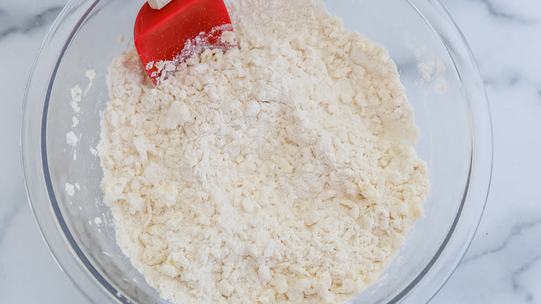 crumbly flour mixture in bowl