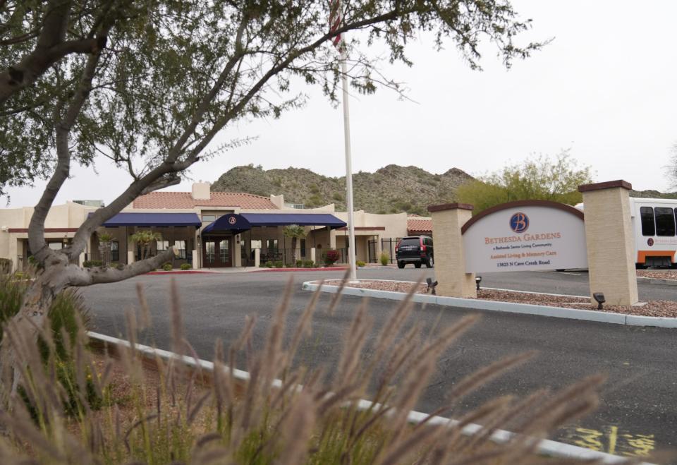 Bethesda Gardens, an assisted living and memory care home in Phoenix on Jan. 23, 2023. Cathy McDavid's mother, Joann Thompson, was beaten to death by another resident there in 2021.