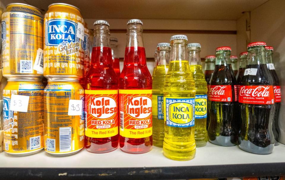Peruvian sodas line the shelves of Mi Tiendita Munaycha in Old Sacramento, along with other foods and spices unique to Peru.