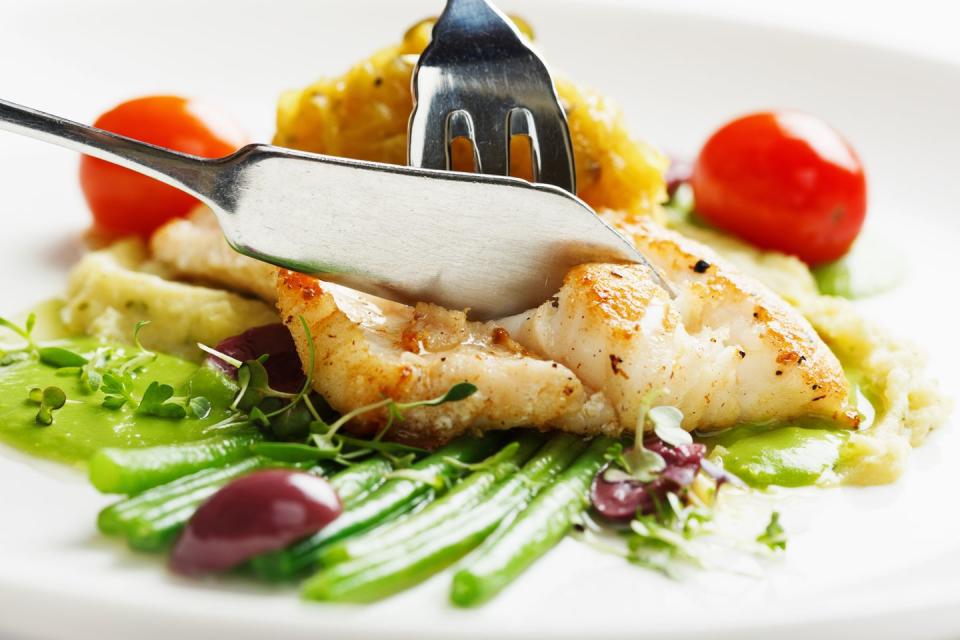 mediterranean diet grilled fish with vegetables healthy and delicious