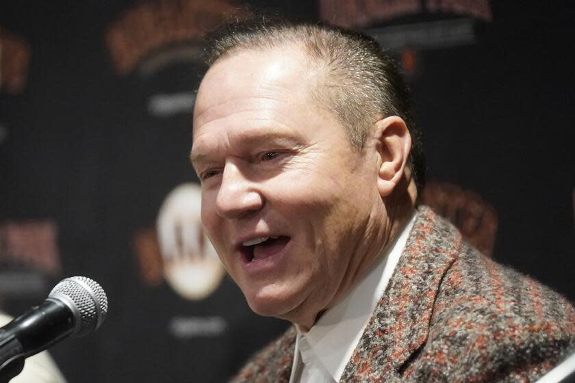 Attorney Scott Boras during a baseball news conference for San Francisco Giants' Jung Hoo Lee in San Francisco, Friday, Dec. 15, 2023. (AP Photo/Jeff Chiu)