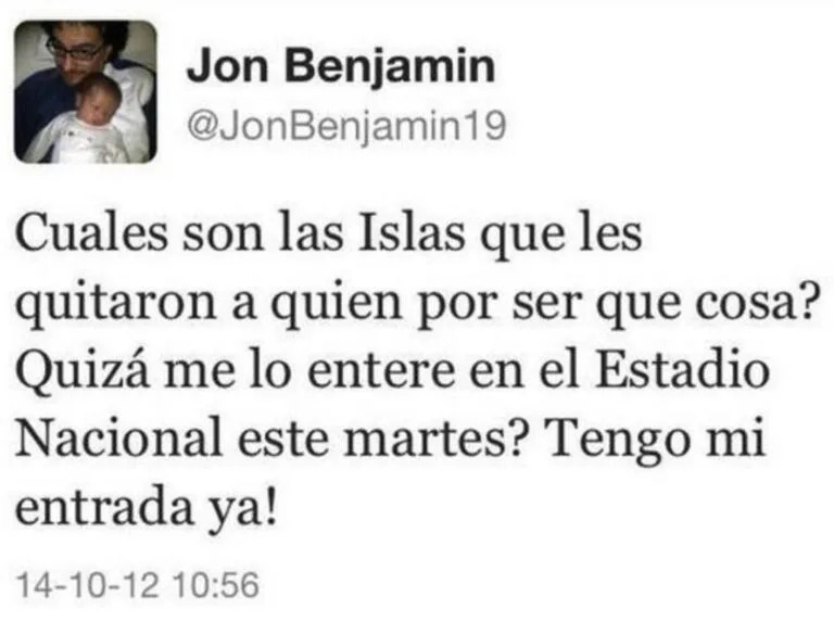 El agresivo tuit contra la Argentina de Benjamin en 2012