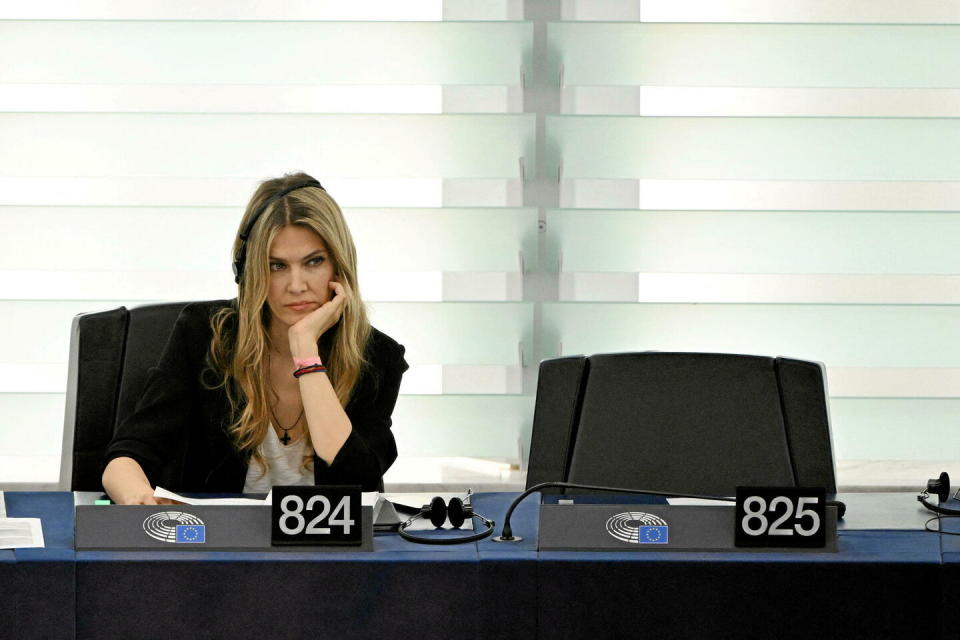 Eva Kaili, ancienne vice-présidente du Parlement européen, lors d'une séance de vote sur la restauration de la nature, à Strasbourg (Bas-Rhin), le 12 juillet 2023.   - Credit:Frédérick Florin/AFP