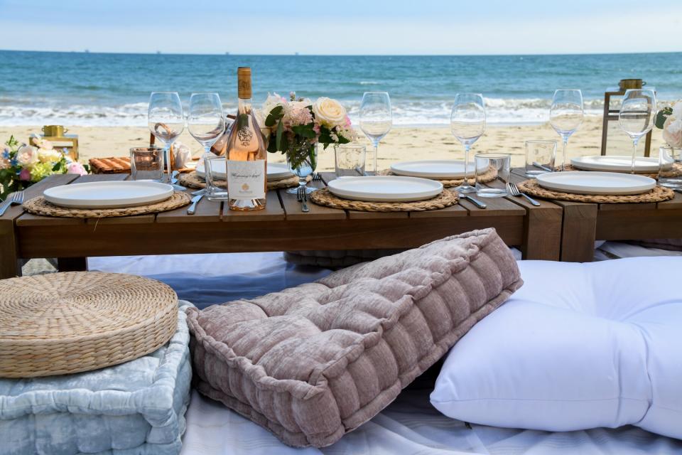 Champagne and Rosé wine picnics at  Rosewood Miramar Beach