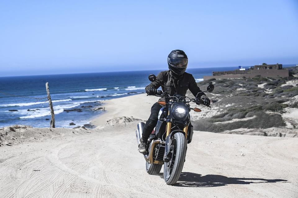 <p>Some of us took the corners more tamely than others. The FTR 1200 S has the option to turn off all rider assist features. We switched to Rain mode, and turned off ABS and traction control to manage the bike’s braking and traction manually in the dirt.</p>
