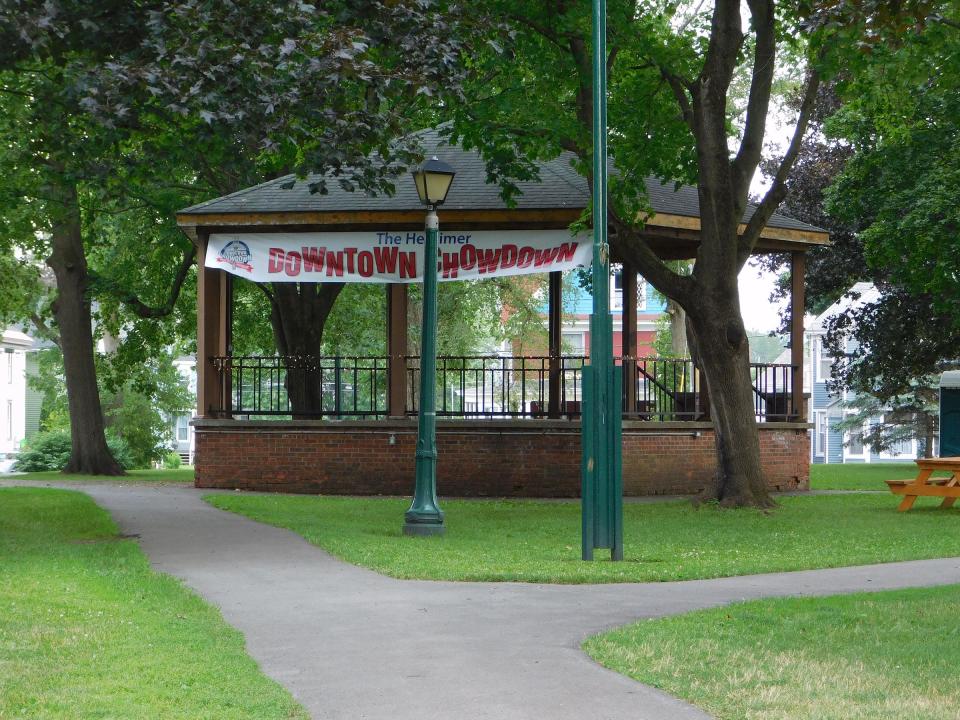 The Myers Park band stand, where bands have traditionally performed during the Herkimer Downtown Chowdown.