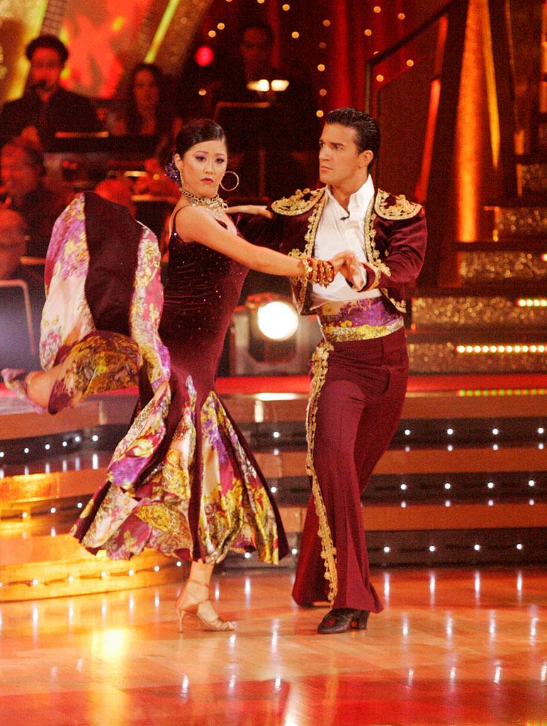 Kristi Yamaguchi and Mark Ballas perform a dance on the sixth season of Dancing with the Stars.