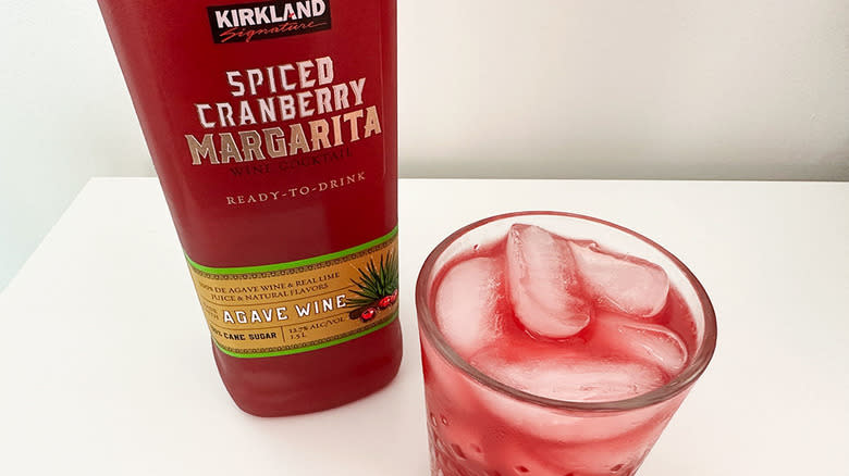 Kirkland Signature spiced cranberry margarita and glass