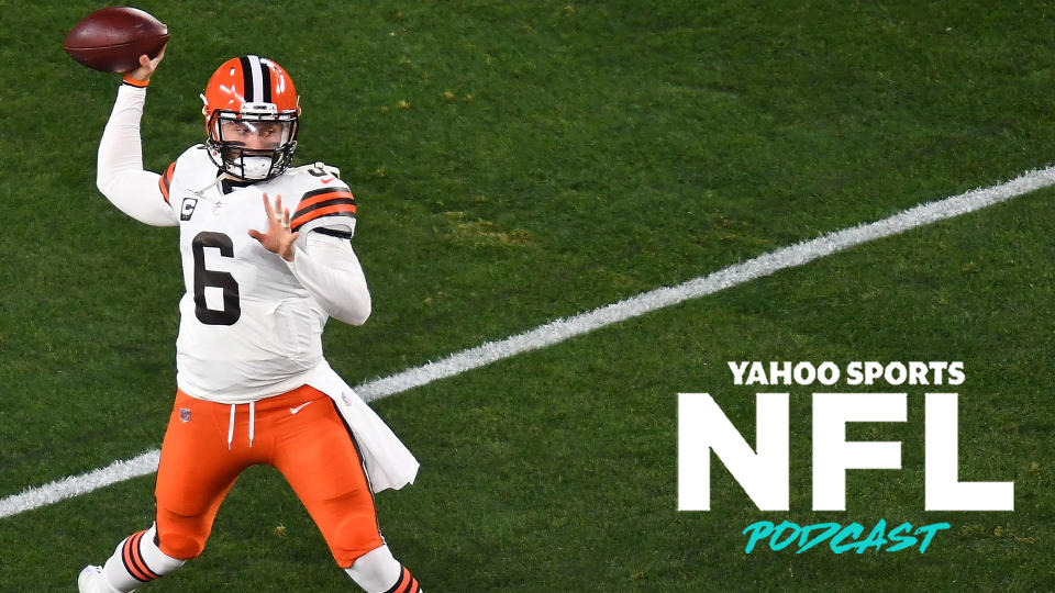 Baker Mayfield led the Cleveland Browns to their first playoff victory in over two decades on Sunday against the Pittsburgh Steelers. ((Photo by Joe Sargent/Getty Images)