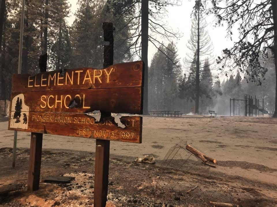 Walt Tyler Elementary School in Grizzly Flats, Calif., burned to the ground Aug. 17 in the Caldor wildfire.
