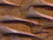 <p>Dieses Bild zeigt mit Frost bedeckte Sanddünen im Winter. Aufgenommen wurde es am 27. März 2016 mit der “High Resolution Imaging Science Experiment”-Kamera (HiRISE), die sich im “Mars Reconnaissance Orbiter” befindet. (Bild: Universal History Archive/ UIG via Getty Images) </p>