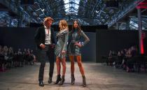 <p>The trio pose at the end of the runway.</p>