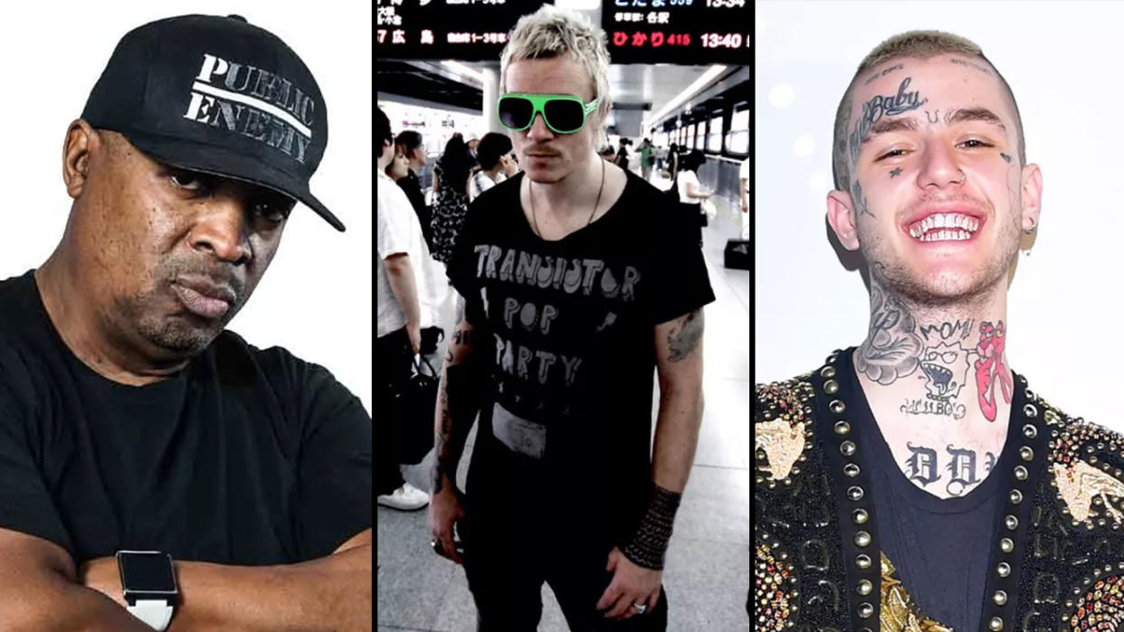  A collage of Chuck D, Liam Howlett and Lil Peep 