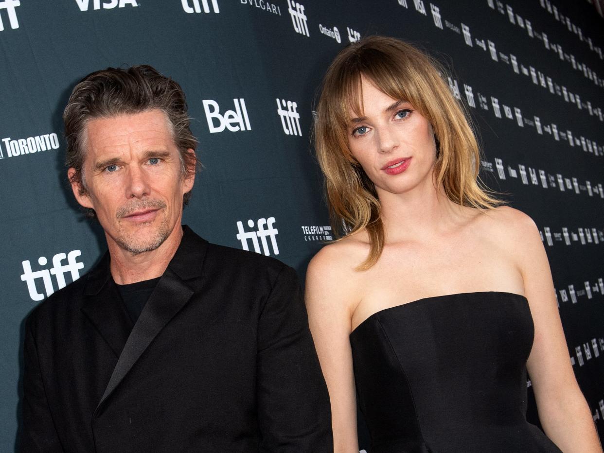 Ethan Hawke and his daughter Maya Hawke at the Toronto International Film Festival in 2023.