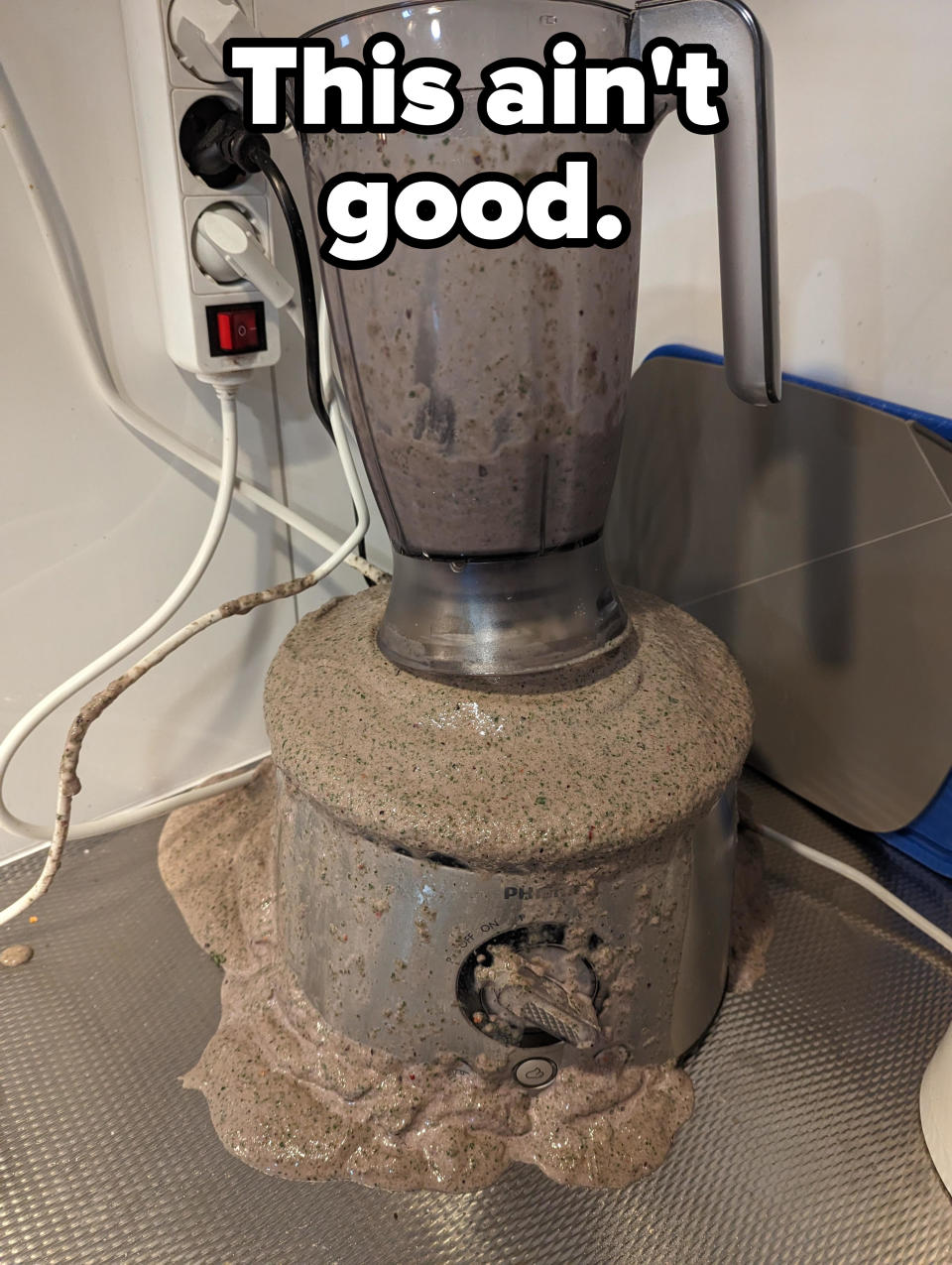 An exploded blender