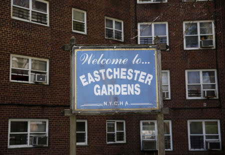 FILE PHOTO: A sign for the Eastchester Gardens NYCHA housing complex stands in the Bronx, New York, April 27, 2016. REUTERS/Shannon Stapleton/File Photo