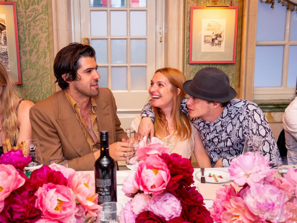 Tame Implala's Cam Avery wiith Josephine de la Baume and Sonny Hall at the Bird in Hand 2019 Wine Collection Dinner at Harry’s Bar
