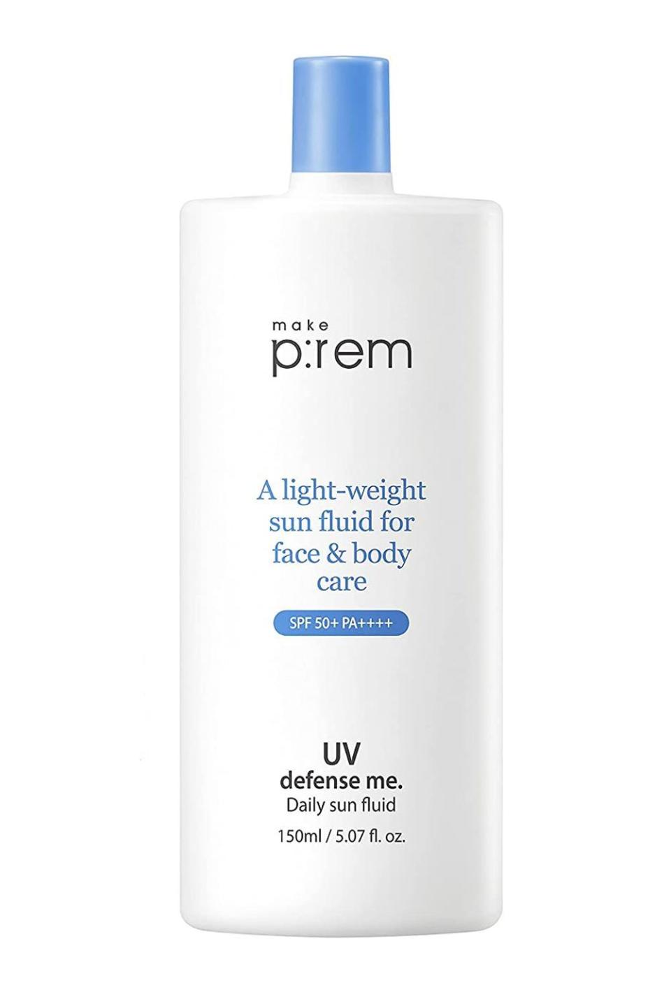 15) Make Prem UV Defense Daily Sun Fluid SPF 50+ PA++++