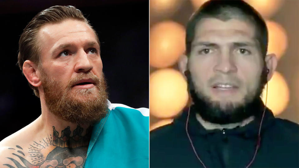 Pictured here, bitter UFC rivals Conor McGregor and Khabib Nurmagomedov.