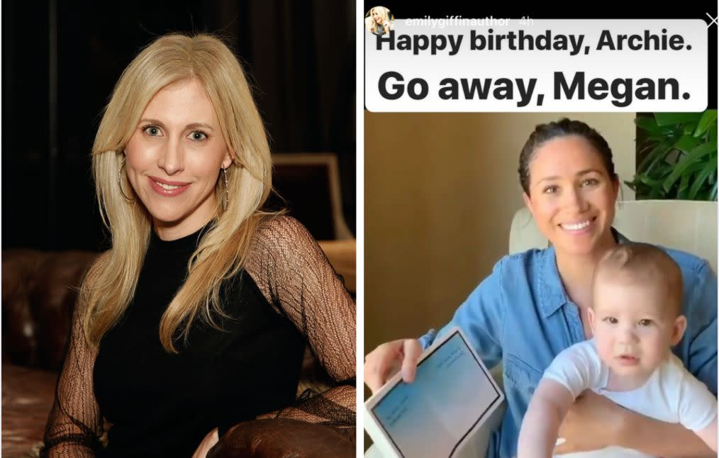 Author Emily Giffin made disparaging remarks about Meghan Markle after the Duchess of Sussex released a video of her reading with her son, Archie. (Photo: Getty Images/Instagram)