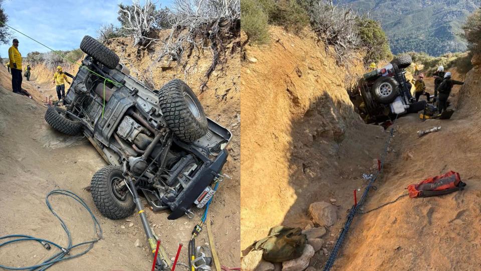 Jeep Flips, Pinning Man On California Trail