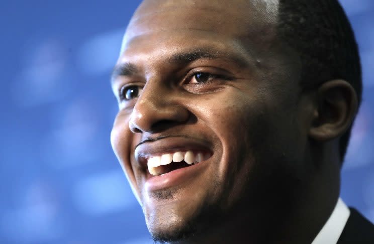 The Texans traded up in the draft to land QB Deshaun Watson. (AP) 