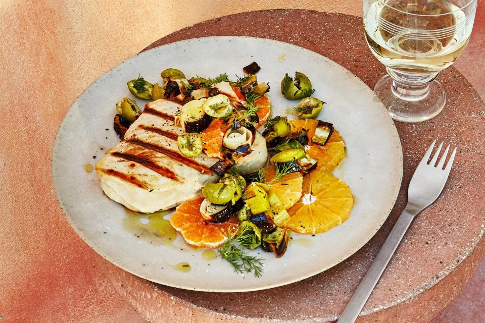 Grilled Swordfish with Charred Leeks and Citrus