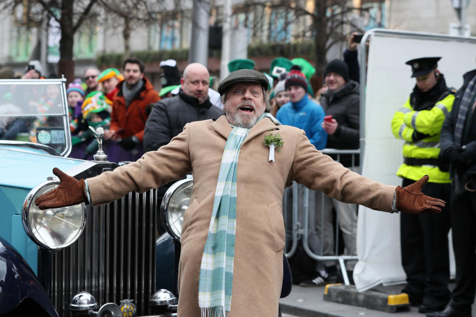 Mark Hamill during the St Patrick's day parade on the streets of Dublin. (Photo by Brian Lawless/PA Images via Getty Images)