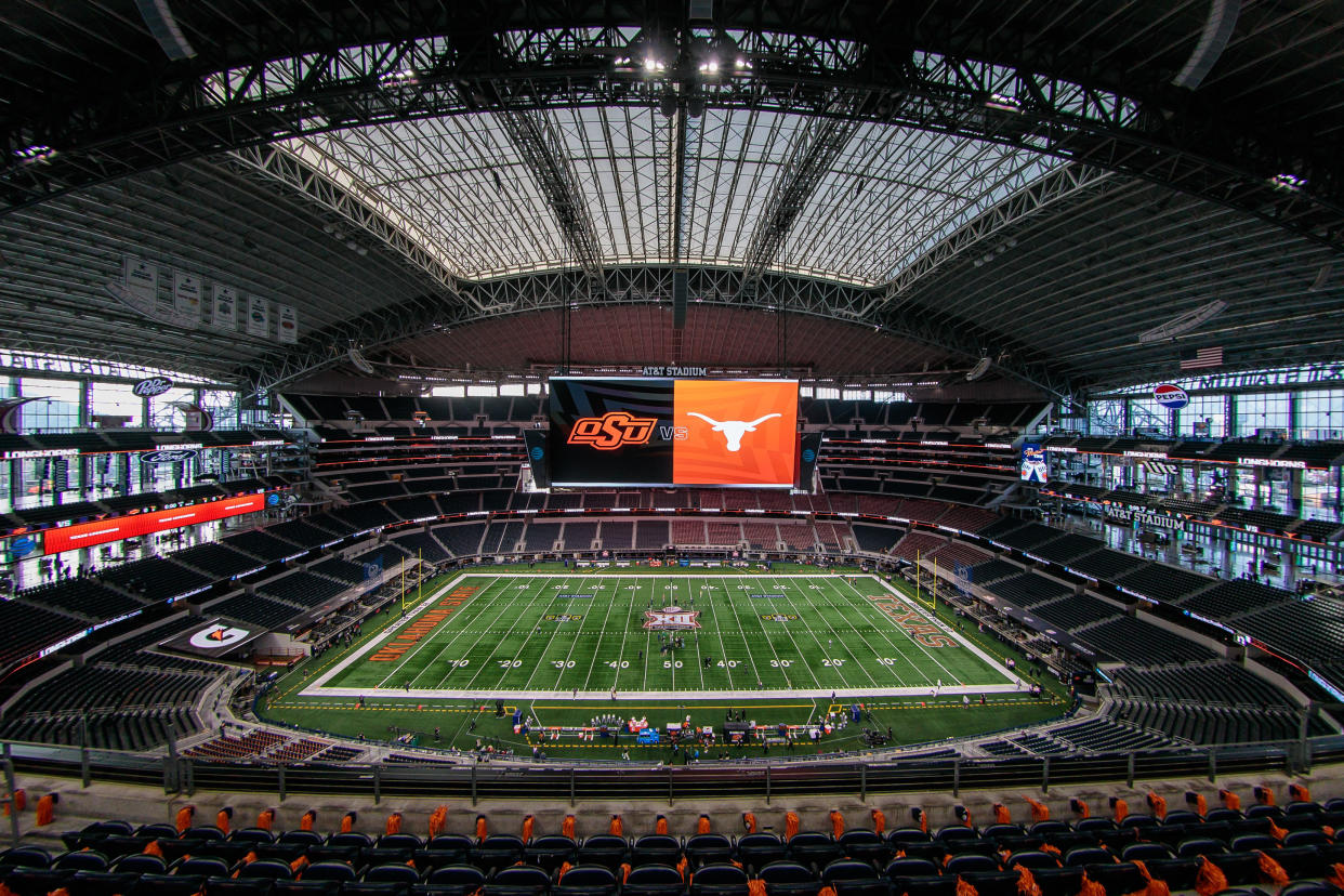 halftime ARLINGTON, TX - DECEMBER 02: Empty stadium prior to the game between the Texas Longhorns and the Oklahoma State Cowboys at ATT Stadium in Arlington, Texas. (Photo by William Purnell/Icon Sportswire via Getty Images)