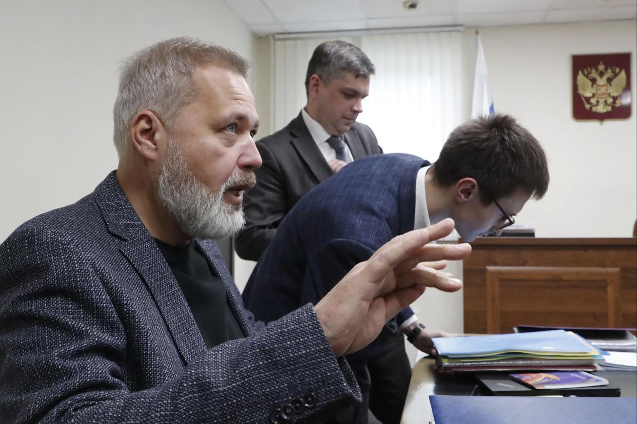 Nobel Peace Prize laureate and Novaya Gazeta newspaper's editor-in-chief Dmitry Muratov (L) attends the appeals hearing to take him off 'foreign agents' list (EPA)