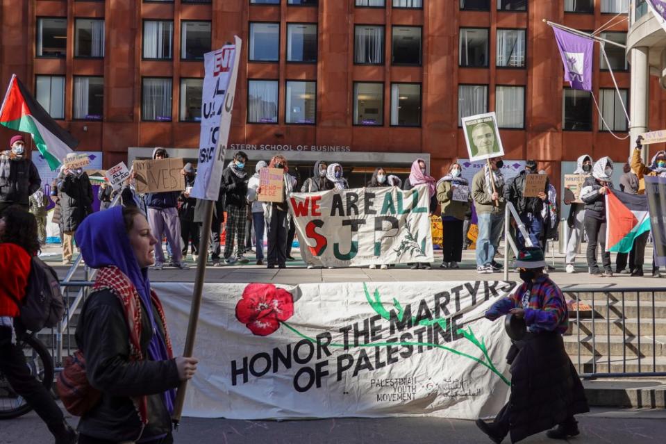 The protest sprung up on Monday morning in solidarity with the ongoing demonstrations in Columbia University. LP Media