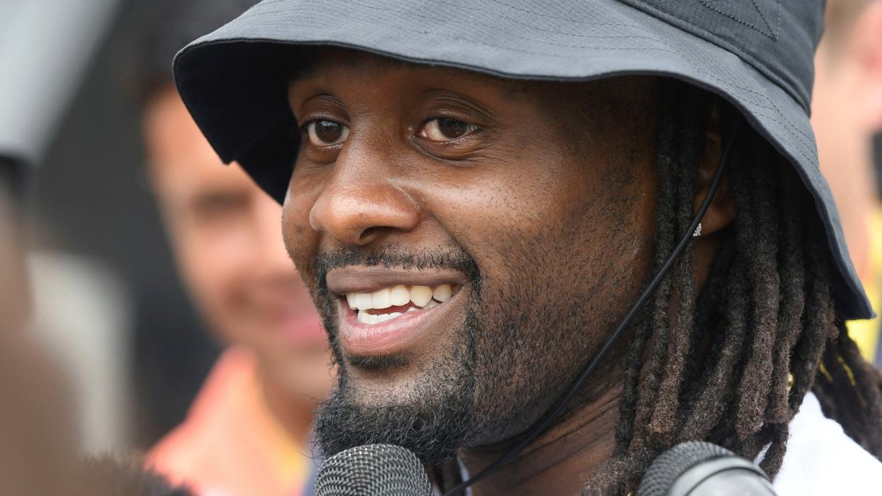 Dallas Cowboys safety Kavon Frazier talks to reporters at the NFL football team's training camp in Oxnard, CalifCowboys Football, Oxnard, USA - 29 Jul 2019.