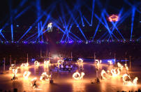 <p>The Olympic Flame is lit during the opening ceremony of the Pyeongchang 2018 Winter Olympic Games at the Pyeongchang Stadium on February 9, 2018. / AFP PHOTO / Jonathan NACKSTRAND </p>