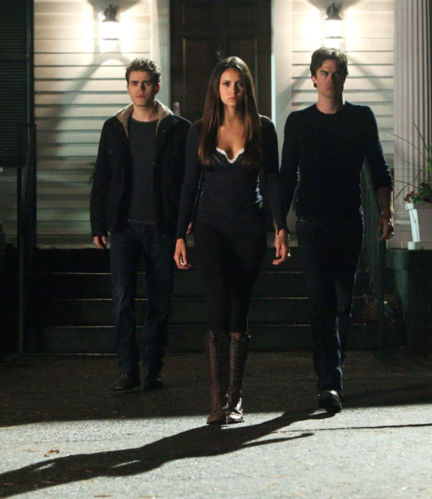 Paul Wesley, Nina Dobrev and Ian Somerhalder in a scene from “The Vampire Diaries” CW Network/Courtesy Everett Collection