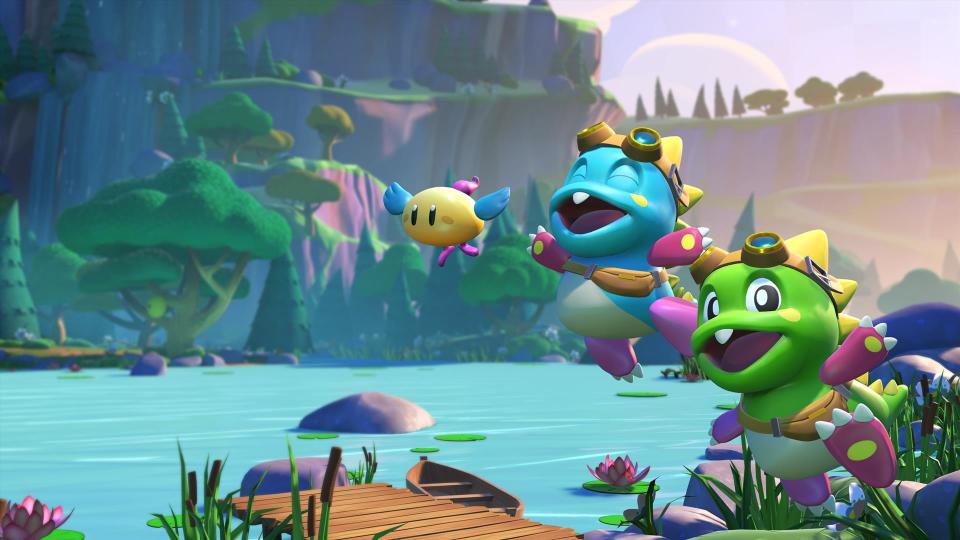 Iconic characters Bub and Bob come alive in "'Puzzle Bobble VR: Vacation Odyssey," the "Puzzle Bobble" franchise's first 3-D game.