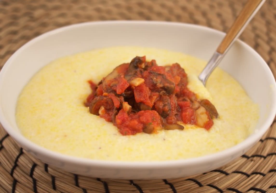 <p>The Food Hunter</p><p>The creamy mascarpone-kissed polenta and delicate yet firm mushrooms mix well together in both taste and texture and provide a dish that is utterly delicious.</p><p><strong>Get the recipe: </strong><a href="http://www.foodhuntersguide.com/2016/05/creamy-polenta-mushrooms.html" rel="nofollow noopener" target="_blank" data-ylk="slk:Creamy Polenta & Mushrooms;elm:context_link;itc:0;sec:content-canvas" class="link rapid-noclick-resp"><strong>Creamy Polenta & Mushrooms </strong></a></p>