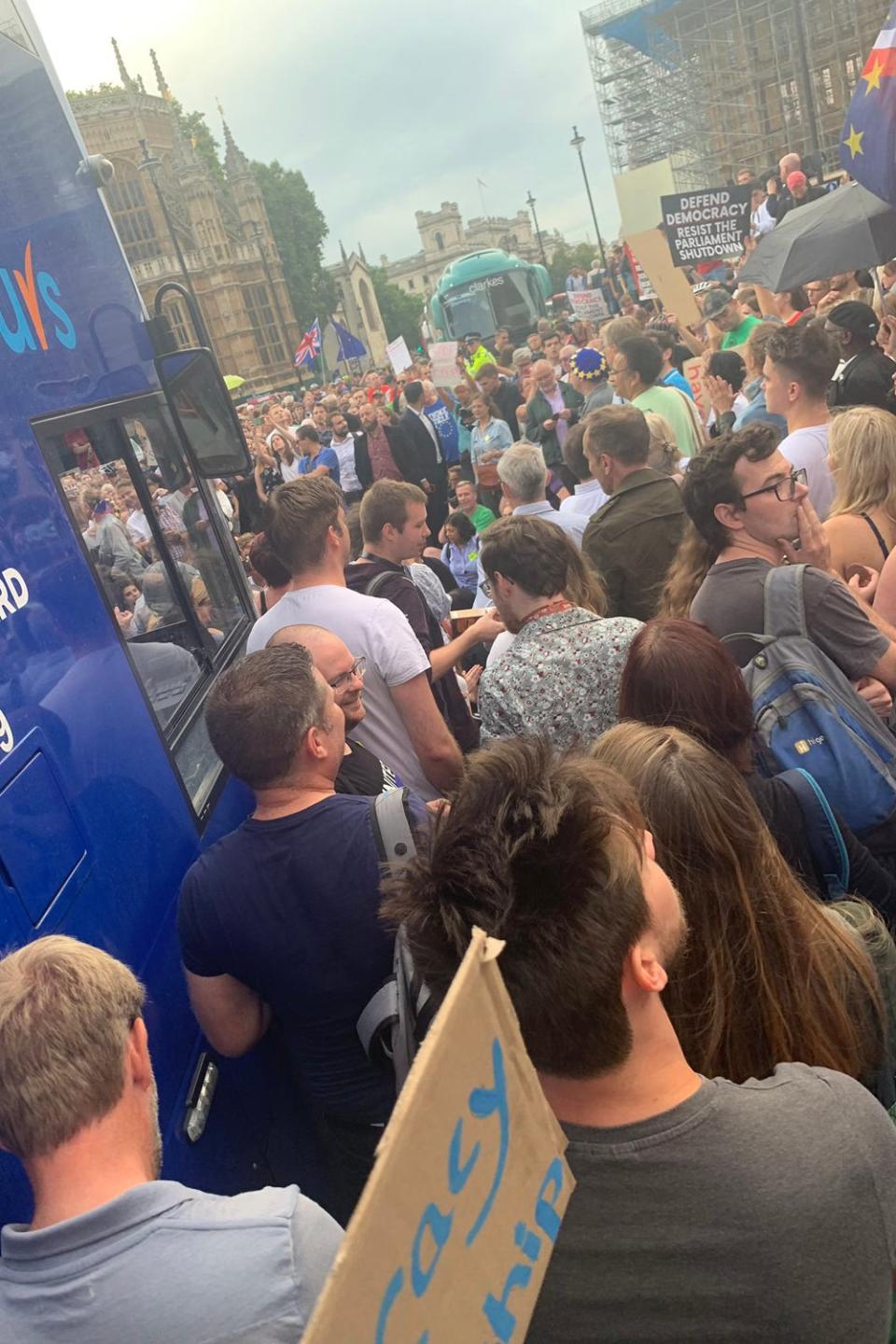 Huge crowds gathered around the Houses of Parliament (Twitter)