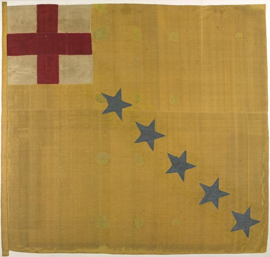 Rebel flag – back after 350 years. This ultra-rare English Civil War battle standard, due to go on public display for the first time in three and a half centuries, was kept and preserved by 11 generations of the same English country family. It will be on permanent show at the National Army Museum in London as from this coming Thursday. (National Army Museum)