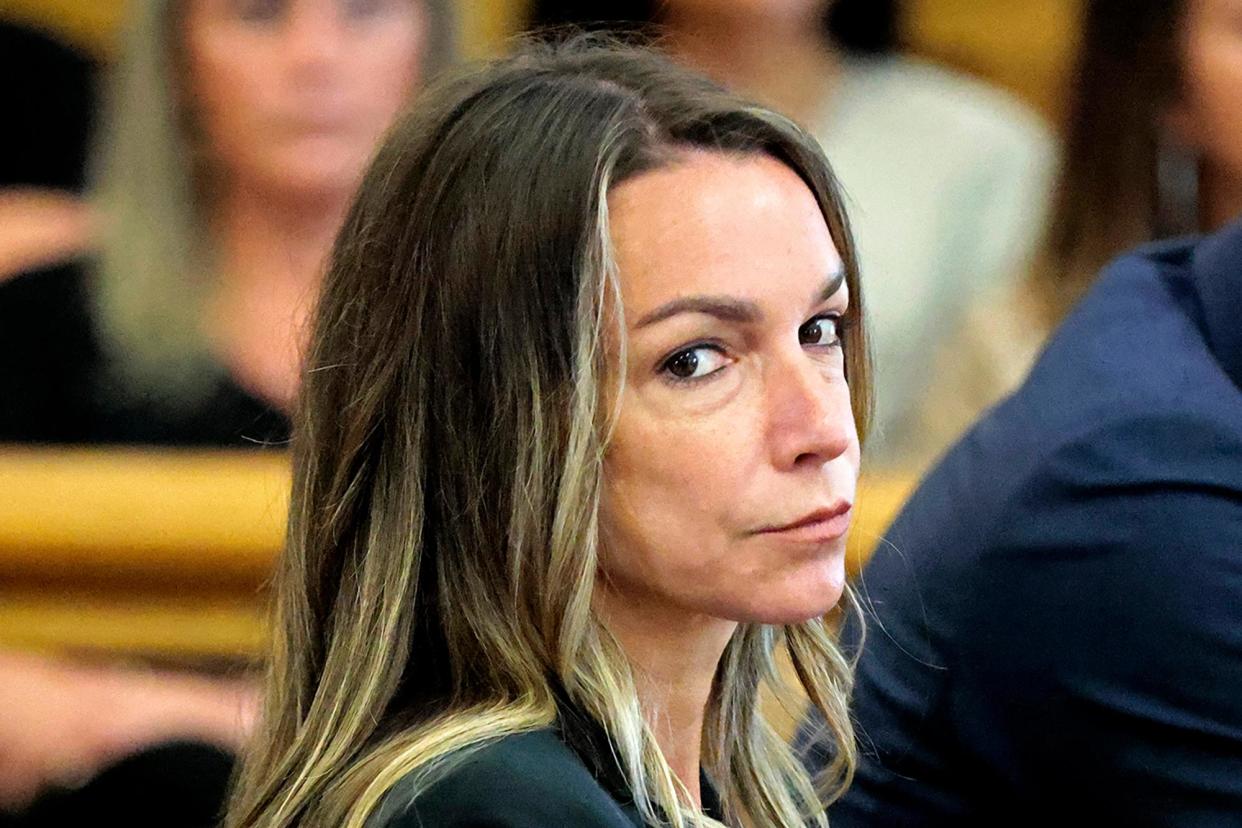 <span>Karen Read looks toward the jurors as they are greeted by the judge in Dedham, Massachusetts, on 1 July 2024.</span><span>Photograph: Pat Greenhouse/AP</span>