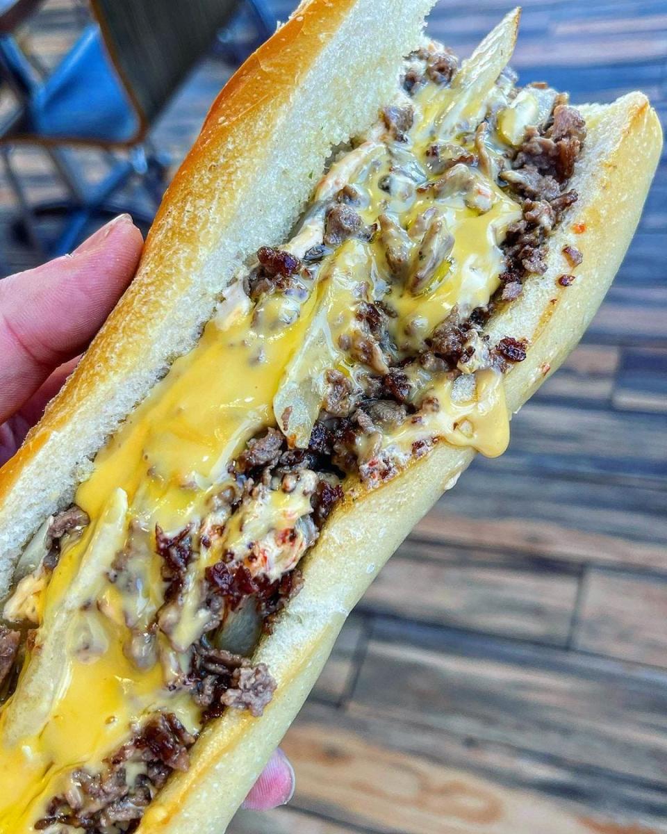 The "Truffle Wiz Wit" at G's Cheesesteaks is made with ribeye steak, cherry peppers, garlic, mayo fried onions and truffle Cheese Wiz.