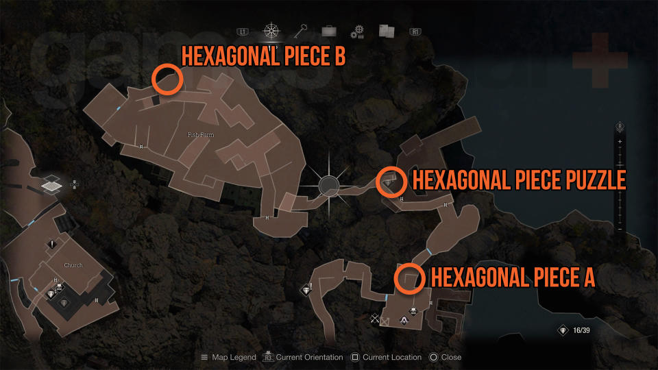 Resident Evil 4 Remake Hexagon pieces A and B on map
