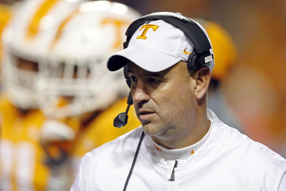 Tennessee head coach Jeremy Pruitt is seen in the second half against Kentucky on Saturday, Nov. 10, 2018, in Knoxville.