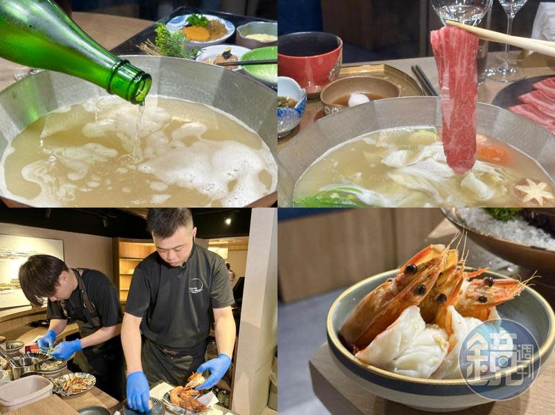 7月16日開幕的「金月日本鍋料理擔當」，主打清酒入湯，每桌都有專人貼心服務，連蝦殼都幫你剝好。