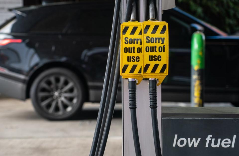 Fuel sales fell back sharply as panic buying subsided in October, the ONS said (Dominic Lipinski/PA) (PA Wire)