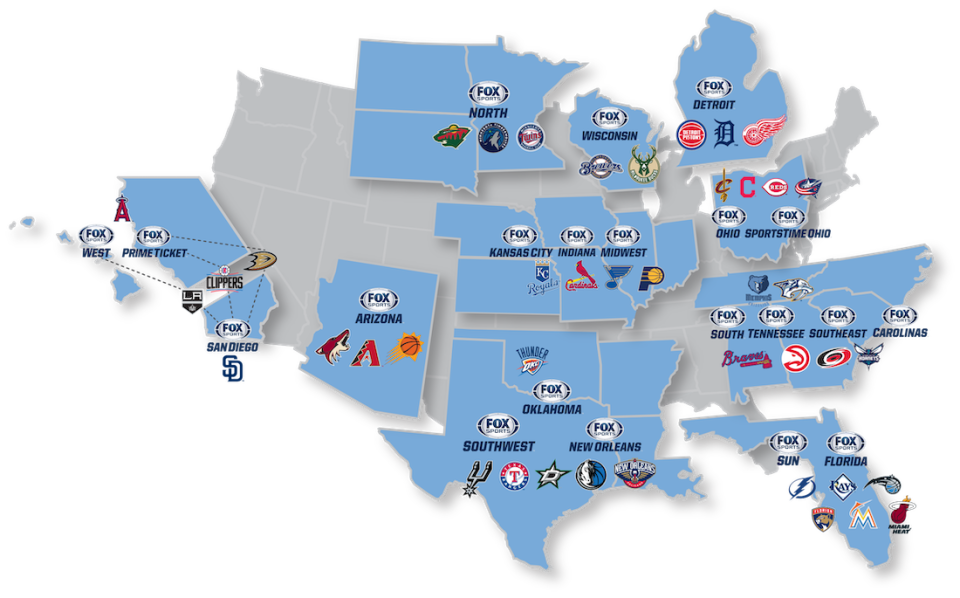 Fox Sports RSN Map