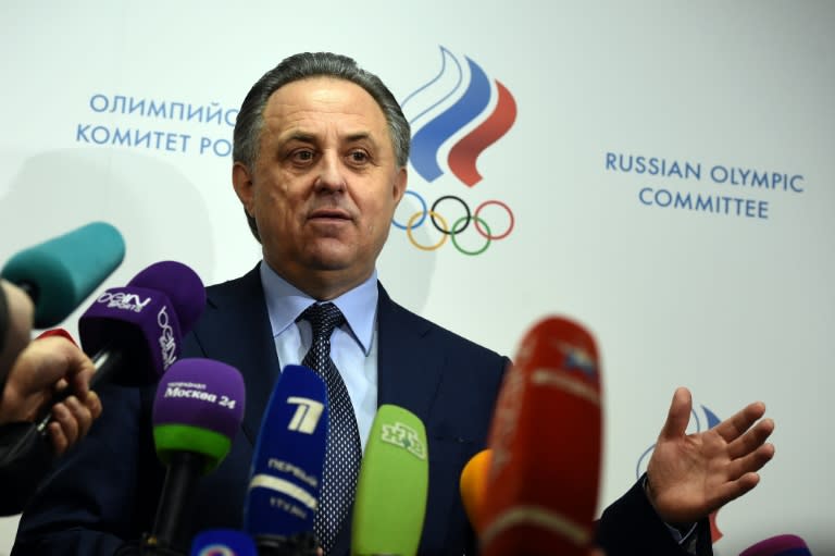 Russia's Sports Minister Vitaly Mutko addressing the media in Moscow on January 16, 2016