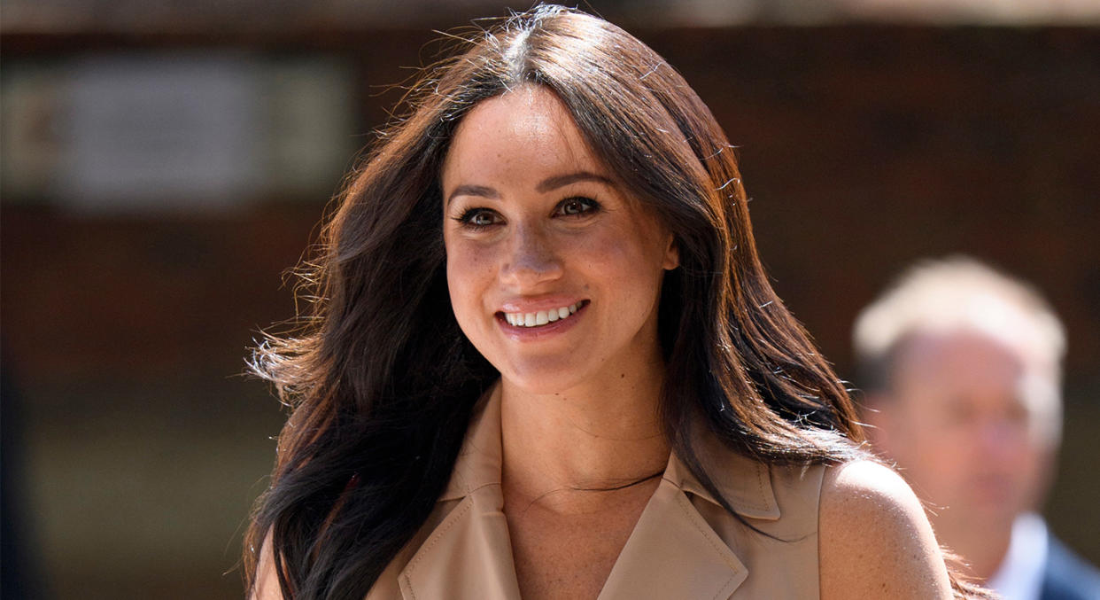 Dorothy Perkins is selling a similar trench coat to Meghan Markle's. (Getty Images)