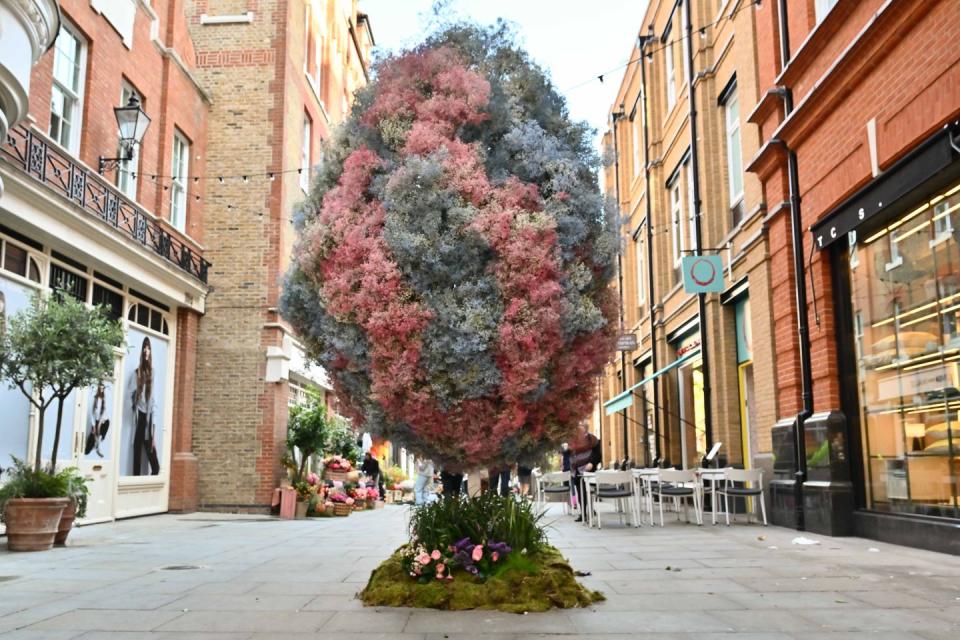 floral egg in london for the chelsea in bloom event