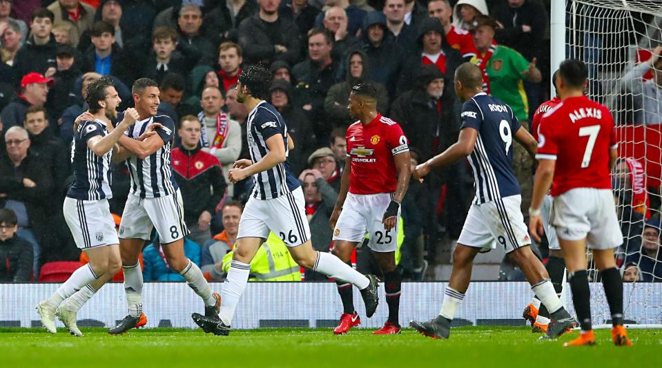 Jay Rodriguez celebrates after securing the points for West Brom