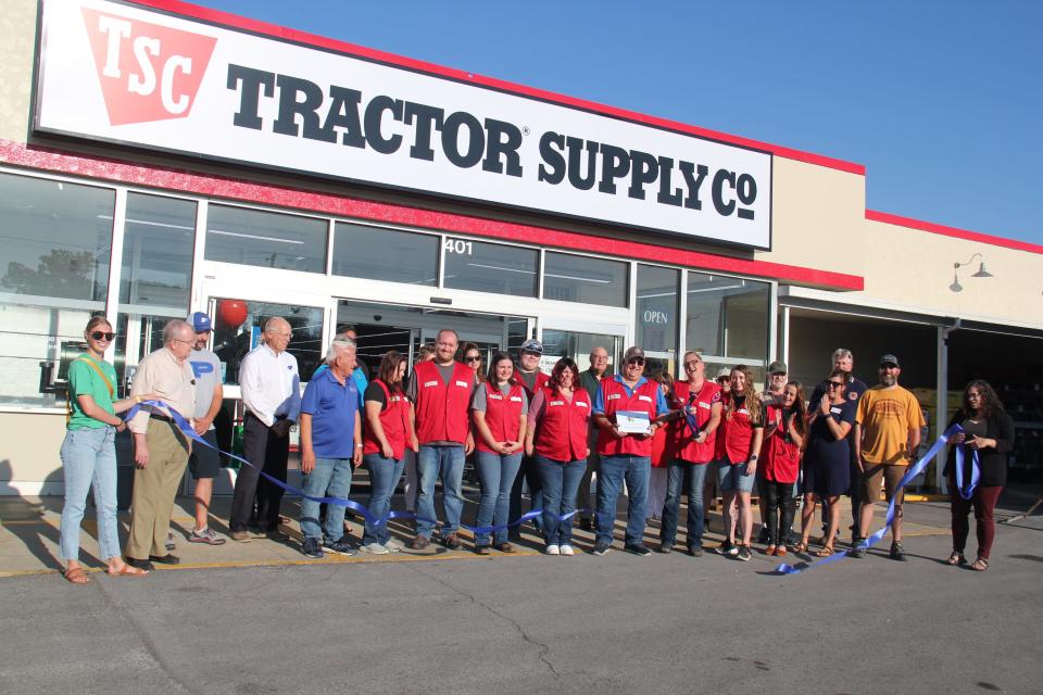 The ribbon is cut on Friday, Aug. 11, 2023, at Tractor Supply Co. in Perry.